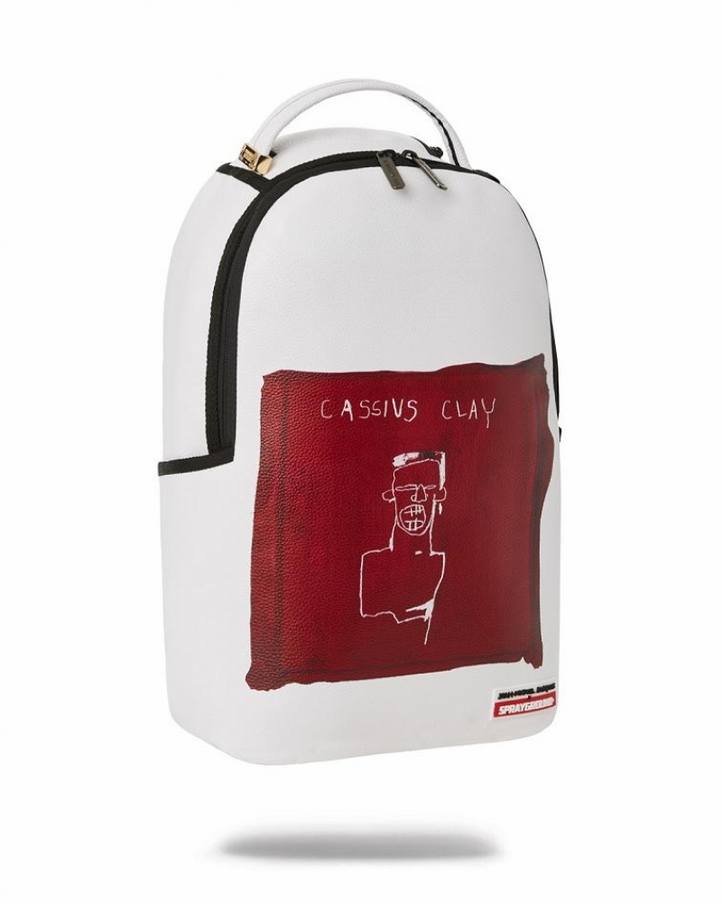 White Red Men's Sprayground Official Basquiat Backpacks | AUBV64275