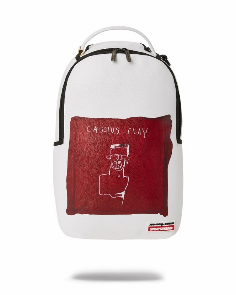 White Red Men\'s Sprayground Official Basquiat Backpacks | AUBV64275