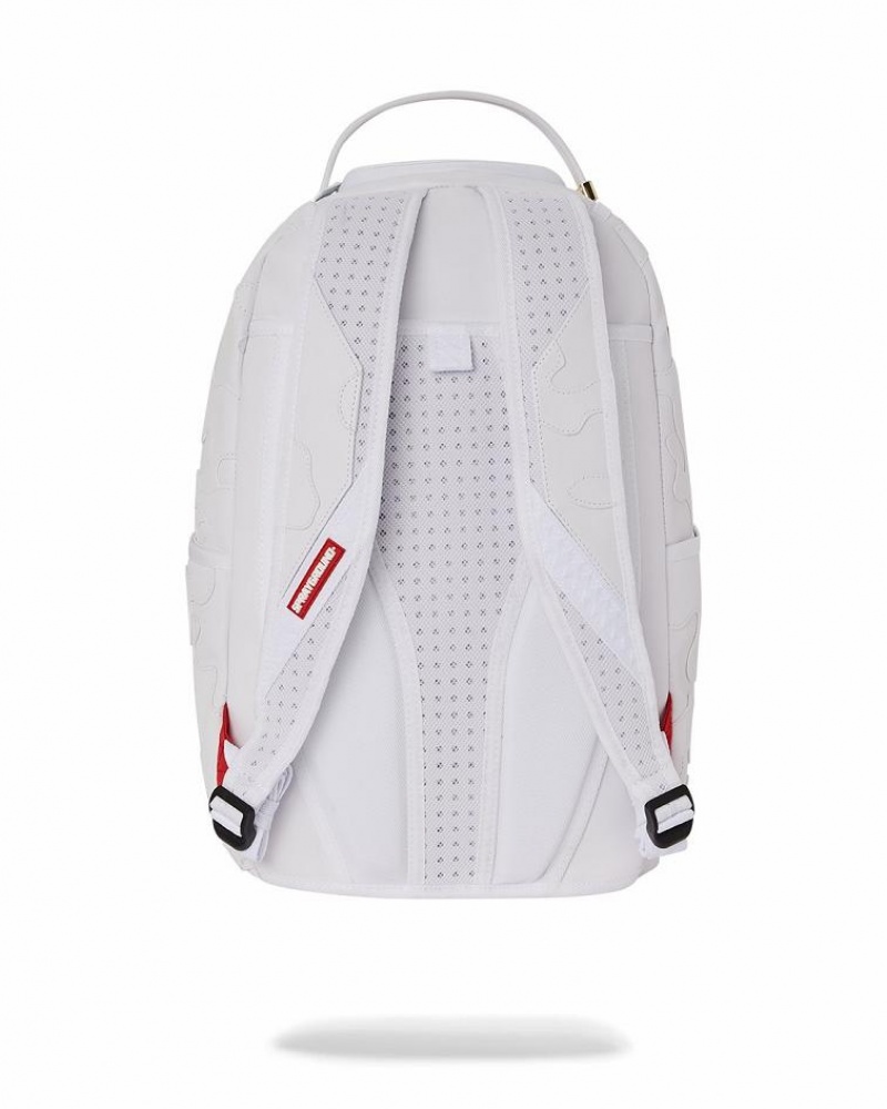 White Red Men's Sprayground Snow Camo Backpacks | RHZK50937