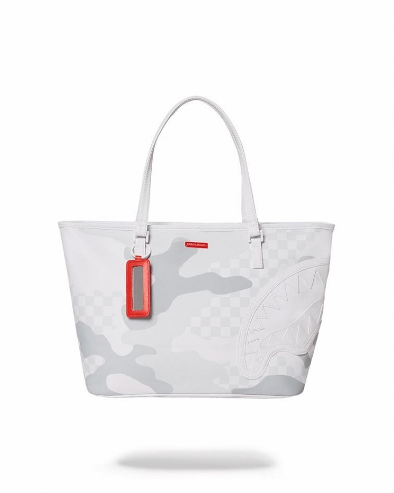 White Women\'s Sprayground 3am Le Blanc Tote Bags | TUDY37085