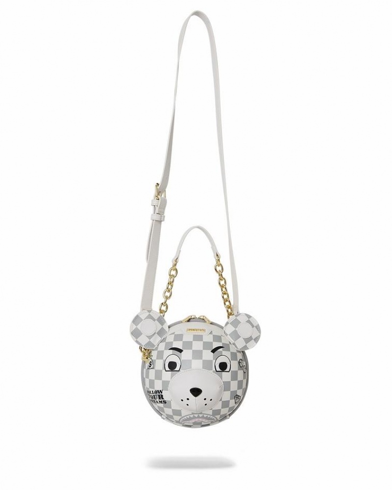 White Women's Sprayground Haute Bear Slings Bag | DLHX86471