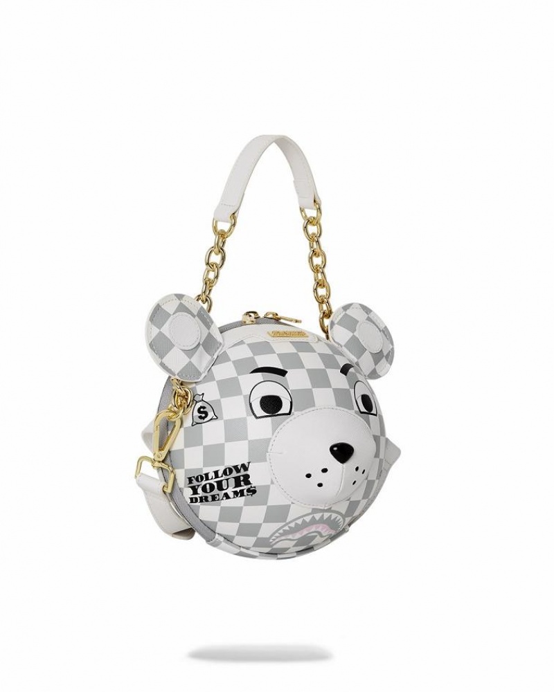 White Women's Sprayground Haute Bear Slings Bag | DLHX86471