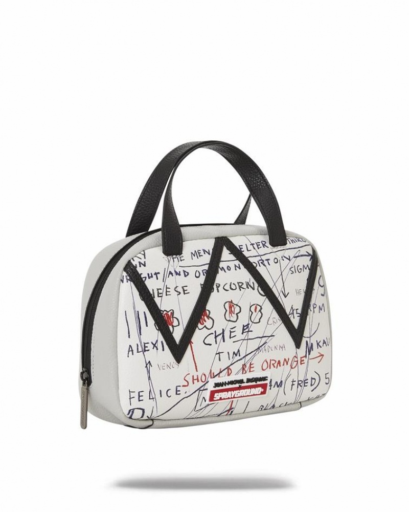 White Women's Sprayground Official Basquiat Handbag | PQMF95167