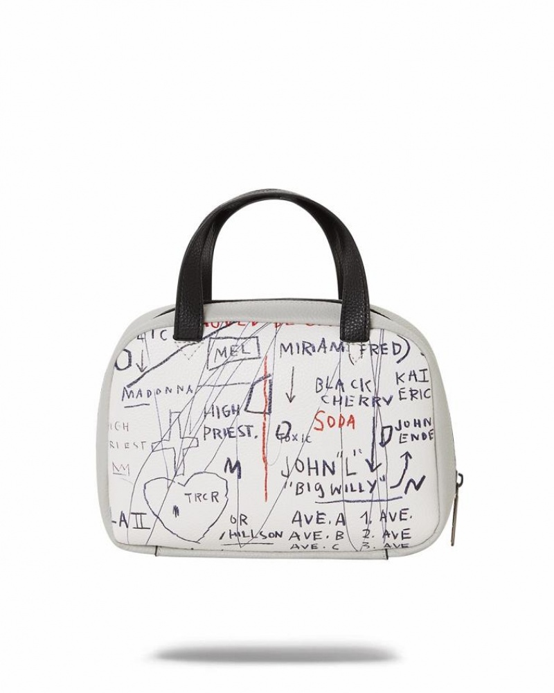 White Women's Sprayground Official Basquiat Handbag | PQMF95167