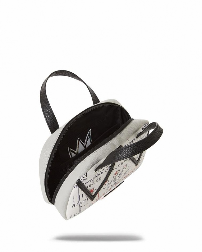 White Women's Sprayground Official Basquiat Handbag | PQMF95167