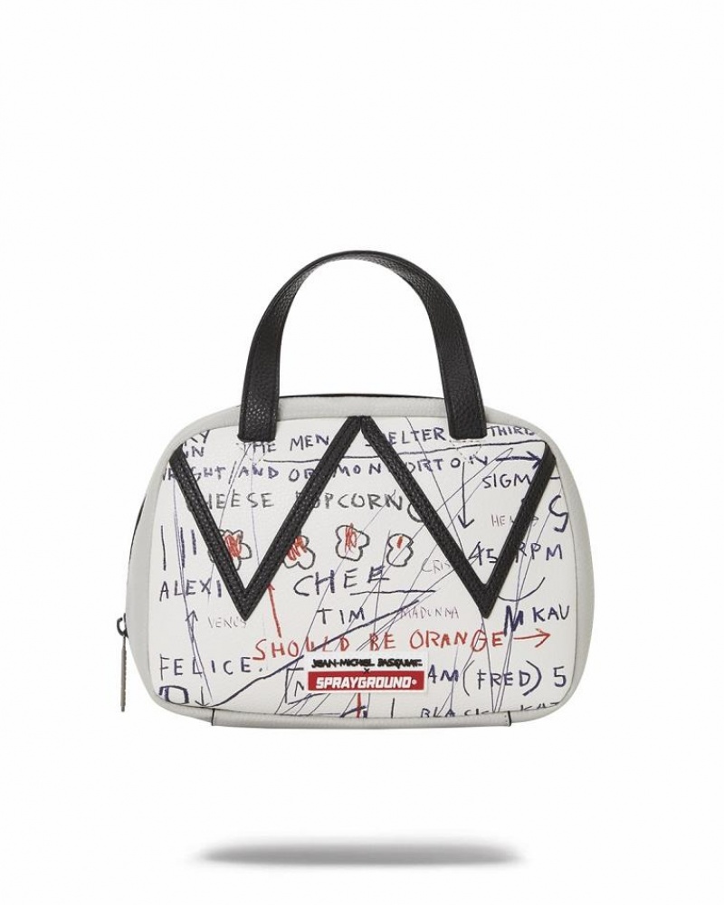 White Women\'s Sprayground Official Basquiat Handbag | PQMF95167