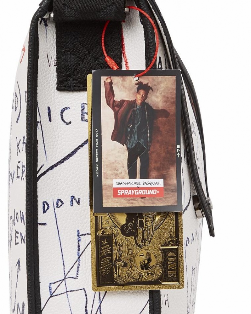 White Women's Sprayground Official Basquiat Slings Bag | IMCX60374