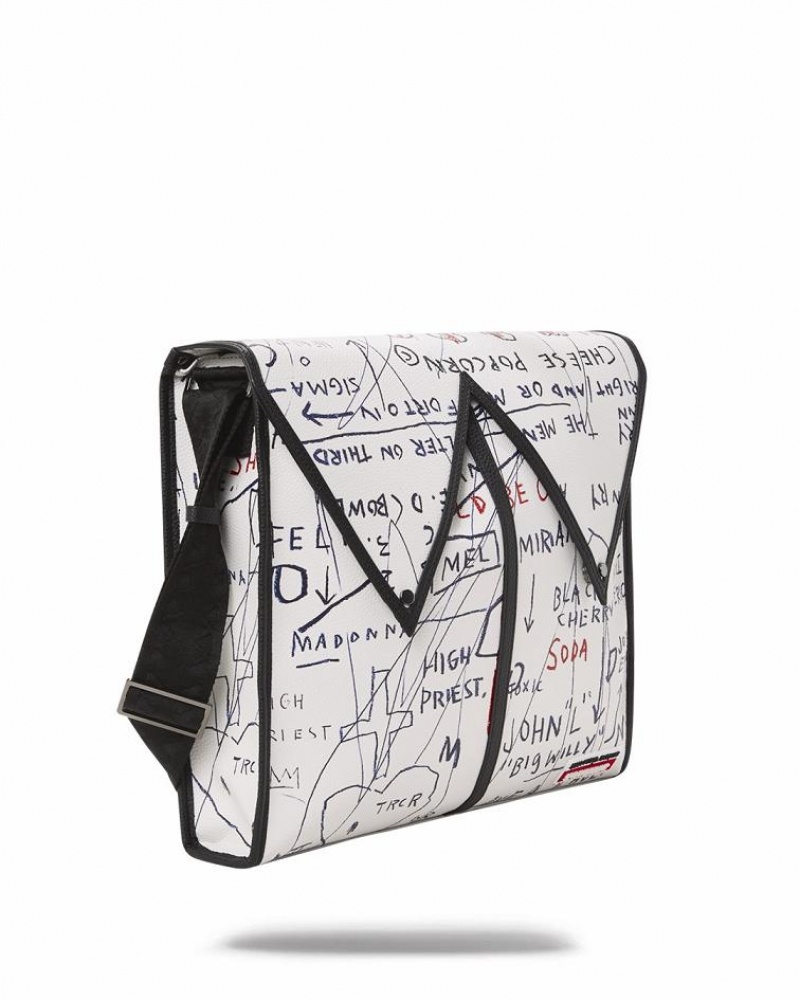 White Women's Sprayground Official Basquiat Slings Bag | IMCX60374