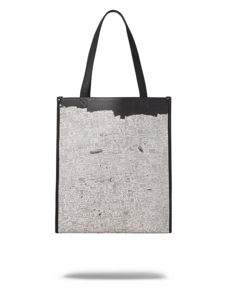 White Women's Sprayground Official Basquiat Tote Bags | QODA42350