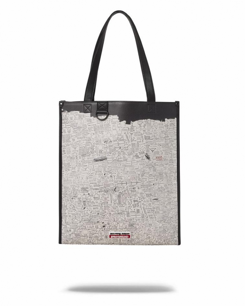 White Women\'s Sprayground Official Basquiat Tote Bags | QODA42350