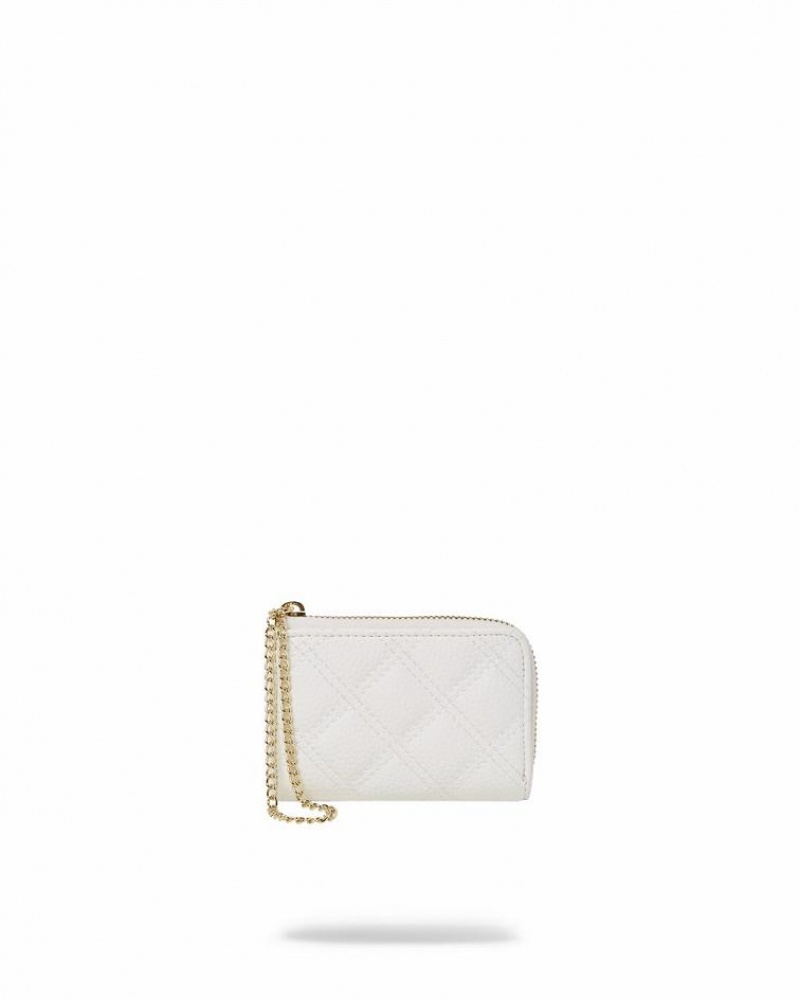 White Women's Sprayground Riviera Le Blanc Gold Chain Shark Wallets | DBEU16805