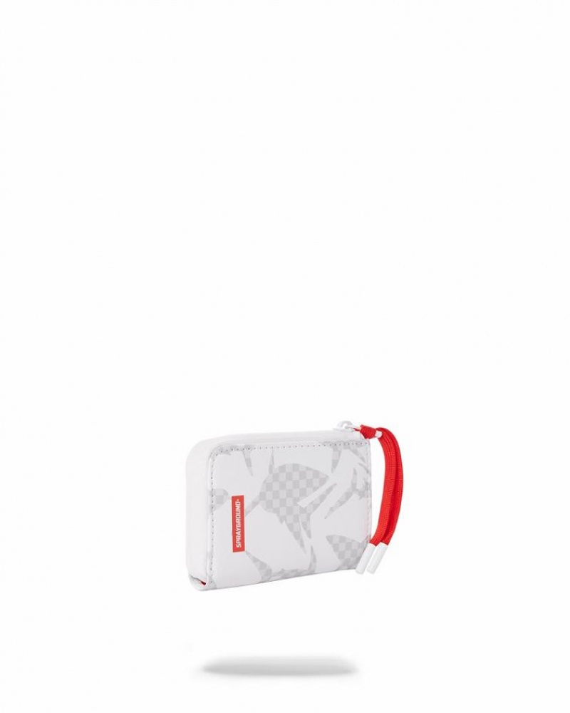 White Women's Sprayground Shark Check Wallets | RNWI17283