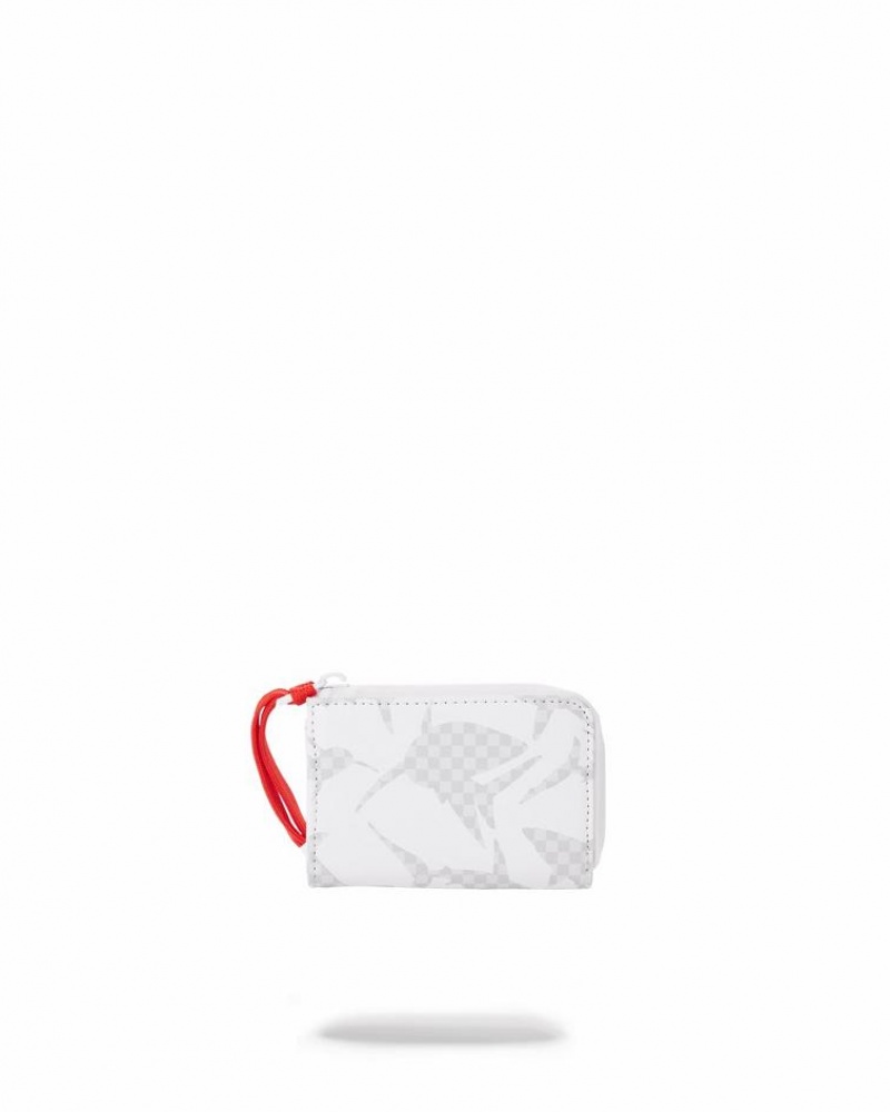 White Women's Sprayground Shark Check Wallets | RNWI17283