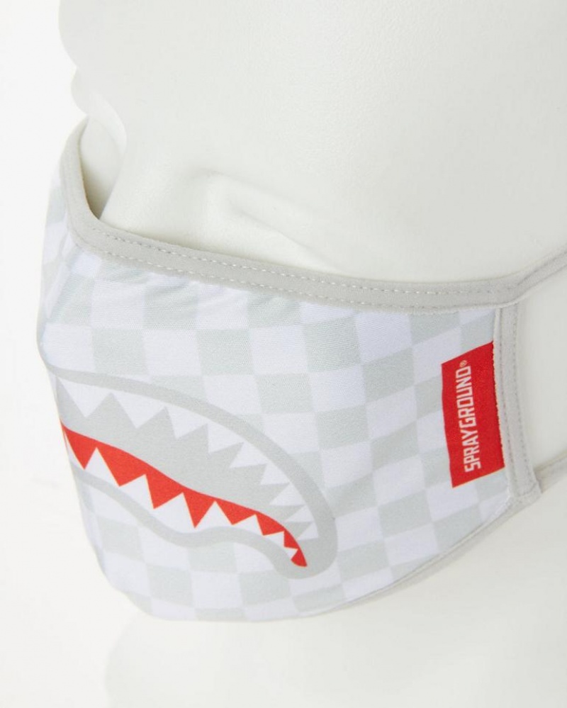 White Women's Sprayground Sharks In Paris Face Masks | NUKO51680