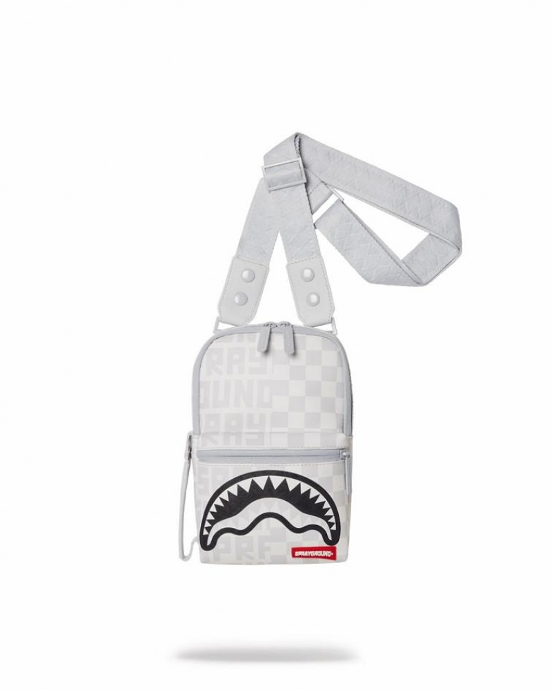 White Women\'s Sprayground Split The Check (Pearl) Slings Bag | BCWY23049