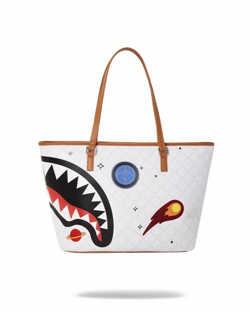 White Women's Sprayground Ufo Tote Bags | WNSL61029