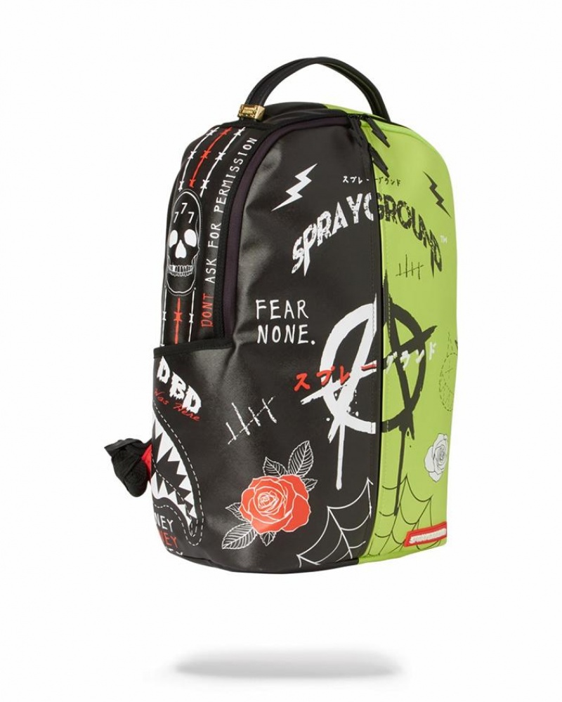 Yellow Black Men's Sprayground Party Time Backpacks | JLNT91504