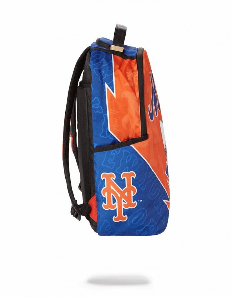 Yellow Blue Men's Sprayground Mlb New York Mets Shark Backpacks | BSMJ30642