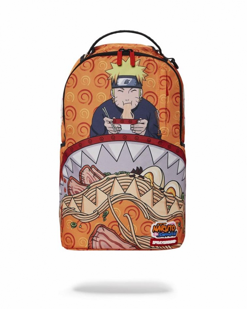 Yellow Men\'s Sprayground Naruto Ramen Shark Backpacks | EPAS72689