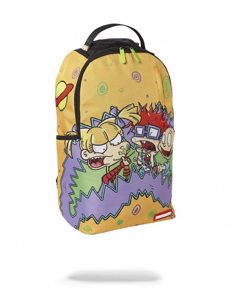 Yellow Men's Sprayground Rugrats Backpacks | EUIO89412