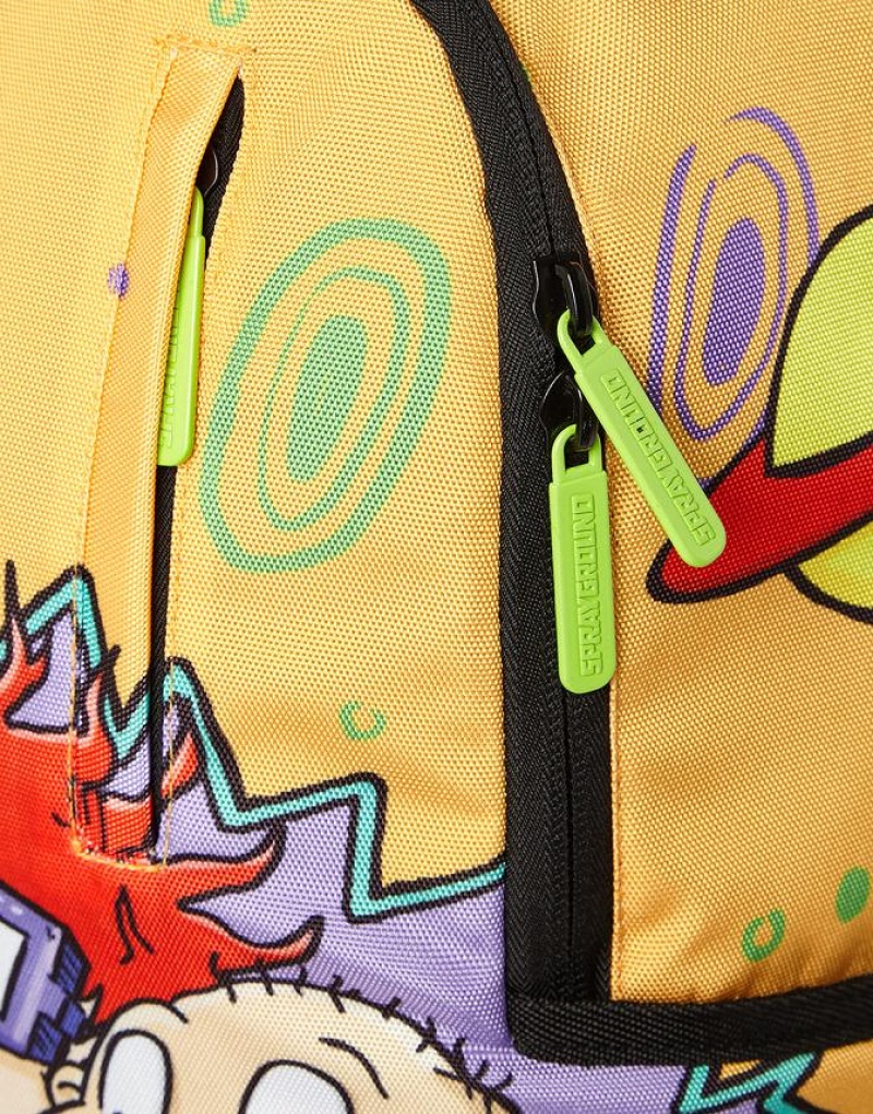 Yellow Men's Sprayground Rugrats Backpacks | EUIO89412