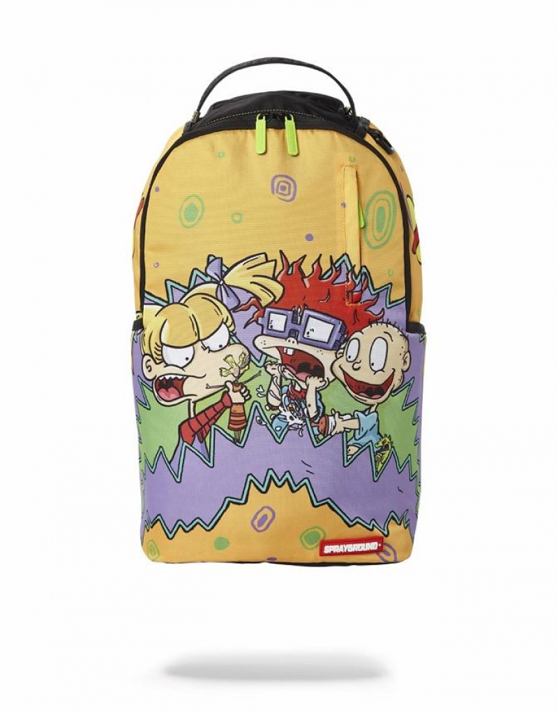 Yellow Men\'s Sprayground Rugrats Backpacks | EUIO89412