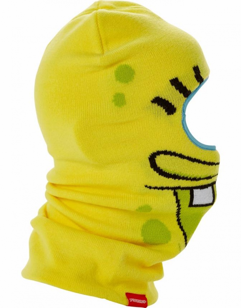 Yellow Men's Sprayground Sponge Brain Ski Mask | CWLR14029