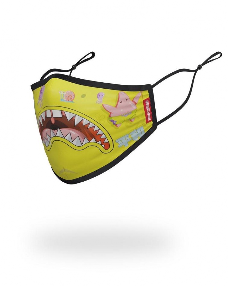 Yellow Men's Sprayground Spongebob Face Masks | UWSG31978