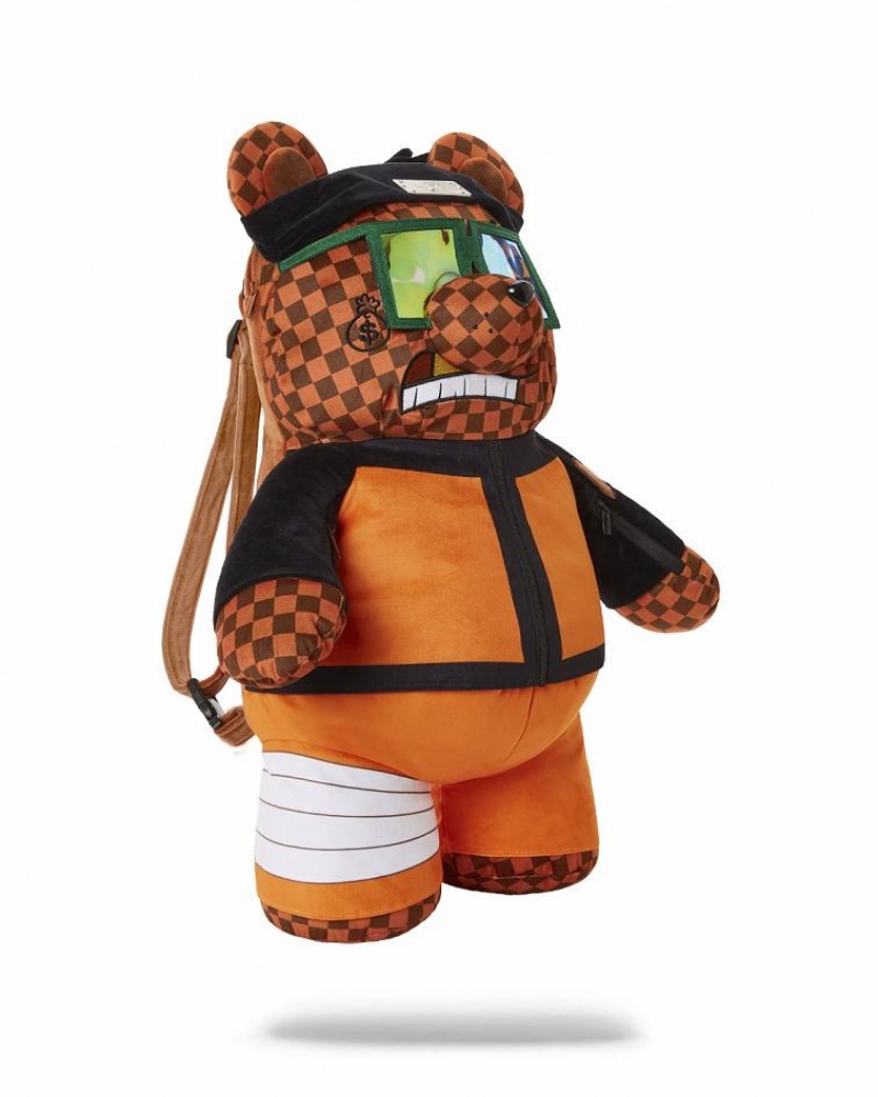 Yellow Men's Sprayground Teddy Bear Backpacks | RZVJ96351