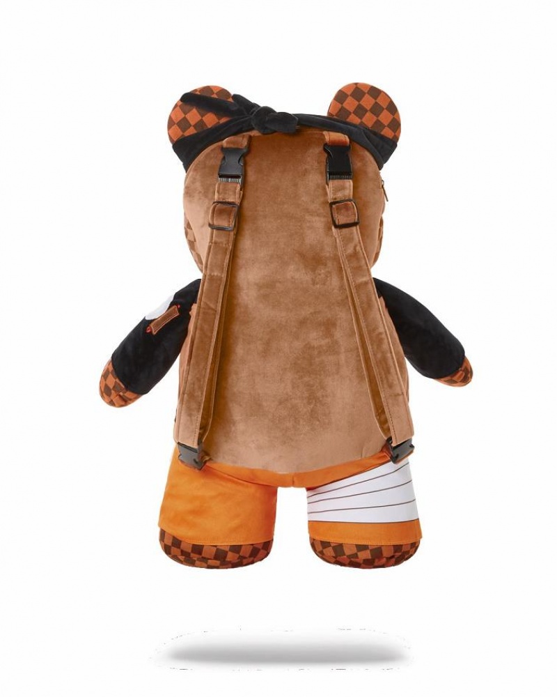 Yellow Men's Sprayground Teddy Bear Backpacks | RZVJ96351