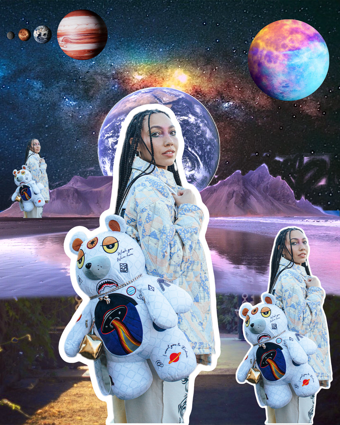 UFO SPACED OUT MONEYBEAR TEDDYBEAR BACKPACK - Image 2