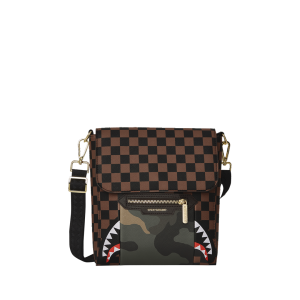 EXTERIOR GOLD ZIP POCKET SHARKS IN PARIS MESSENGER SLING BAG