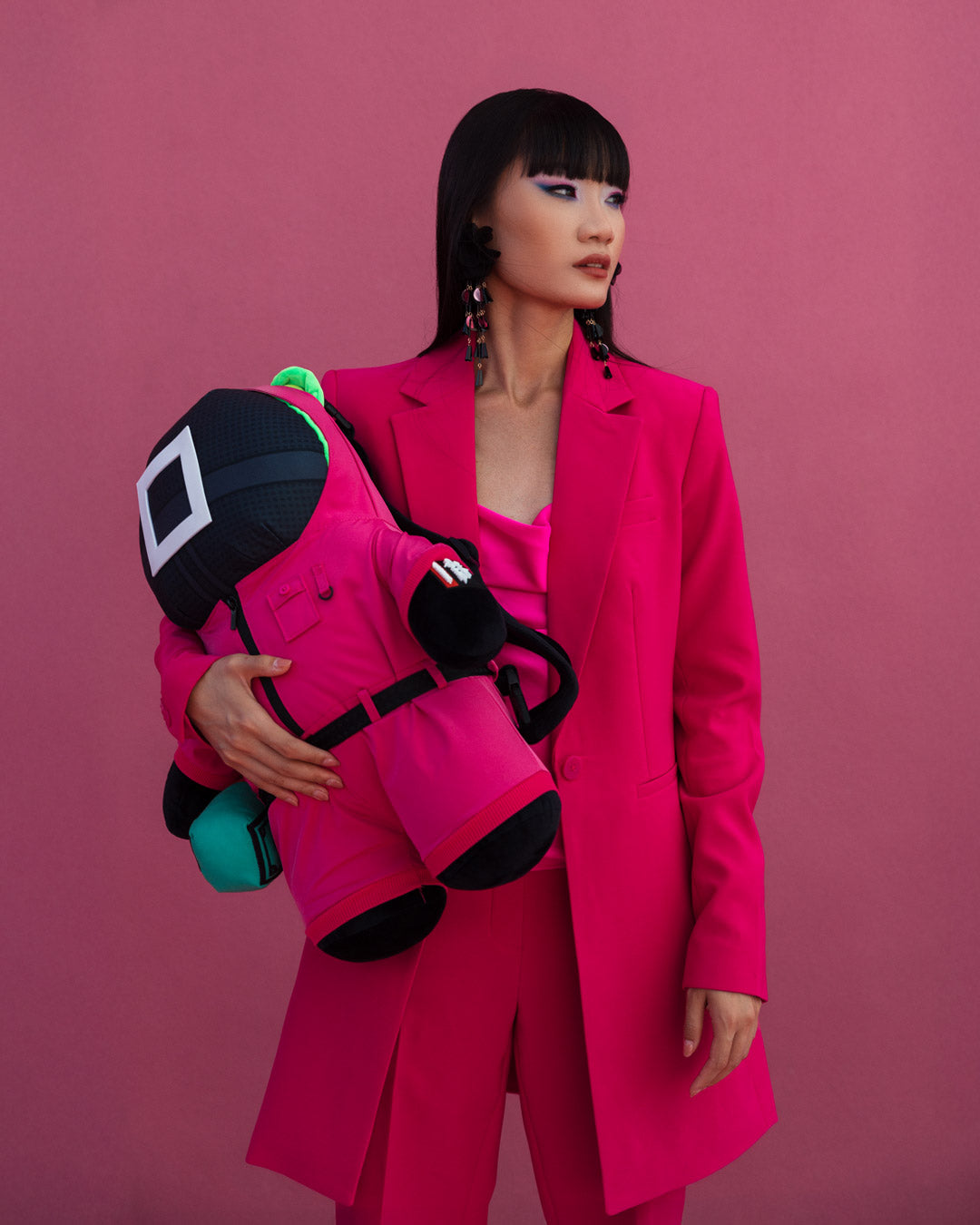 SQUID GAME COLLAB PINK SOLDIERS BEAR BACKPACK - Image 2