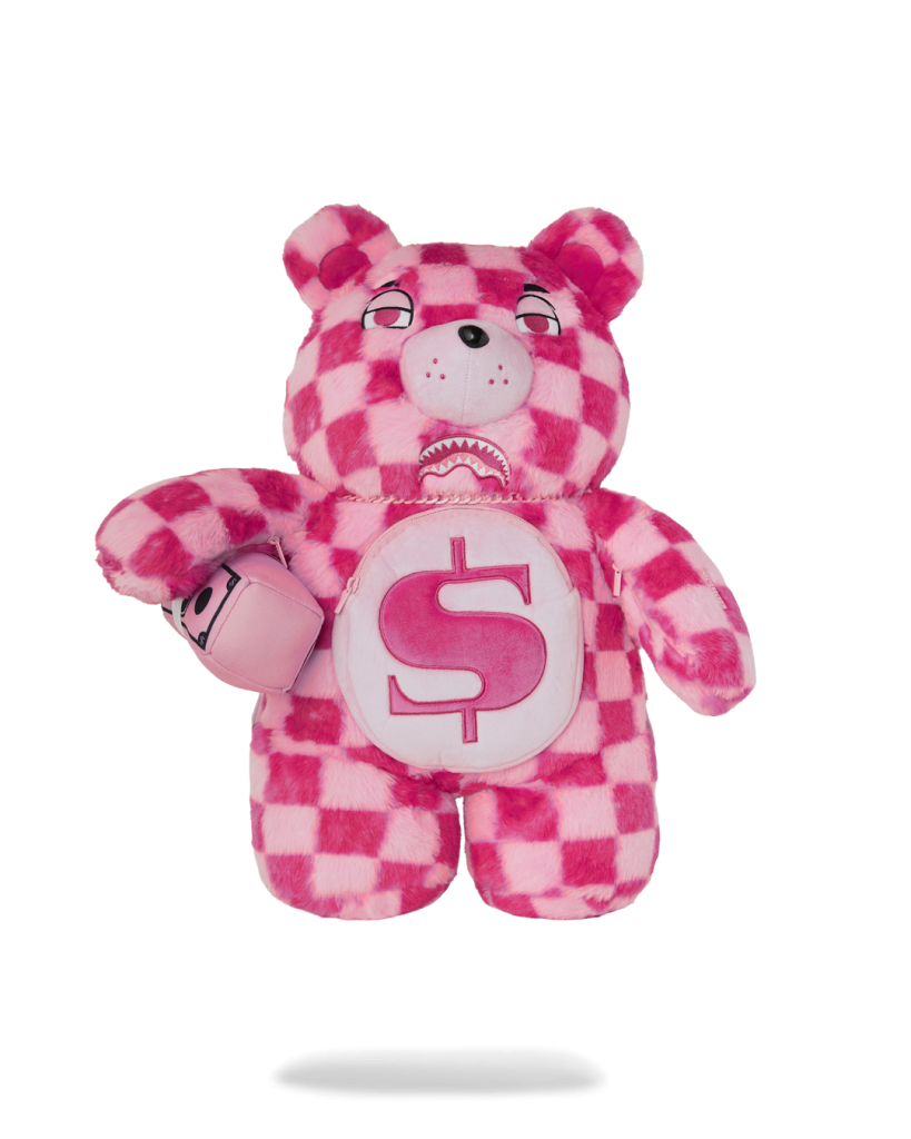 FURZILLA SHARK (PINK CHECK) MONEYBEAR BACKPACK