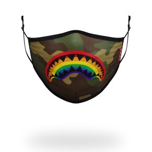 ADULT RAINBOW SHARK FORM FITTING FACE MASK
