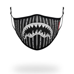 ADULT REVERSE SHARKS IN PARIS (BLACK) FORM FITTING FACE MASK